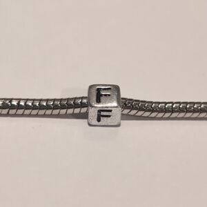 Silver‎ F Spacer Charm for Pandora Style Bracelet